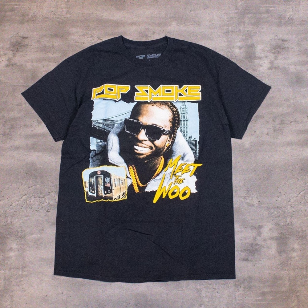 Pop Smoke Meet The Woo Rap Tee Style Streetwear Black Double Stitch T-Shirt Tee - Picture 3 of 6